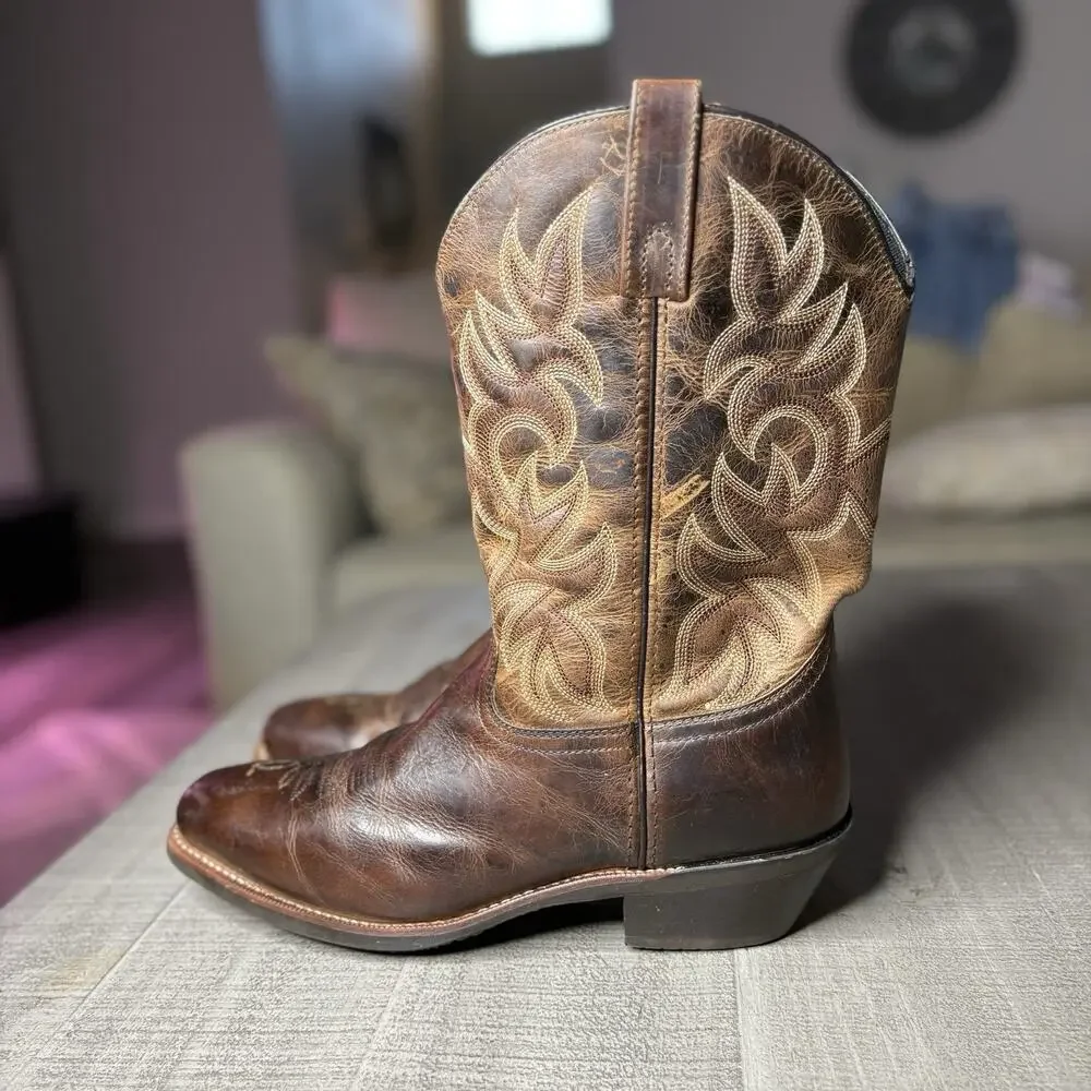 Laredo Breakout Cowboy Boot 68354 Distressed Leather Brown Mens 12EW Extra Wide